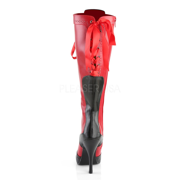 Steampunk Burlesque Lace Up Knee High Heel Boots - Picture 4 of 5